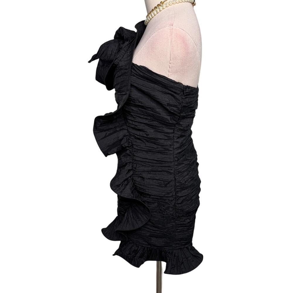 LoveShackFancy Brenaya Ruffle Flower Mini Bodycon Dress black size 4 - Picture 9 of 16
